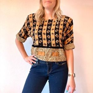 60s abstract print blouse